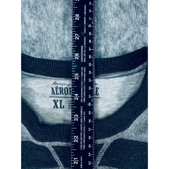 Aeropostale XL Mens Gray & Black Striped Long Sleeve Crewneck Sweater - Picture 5 of 6